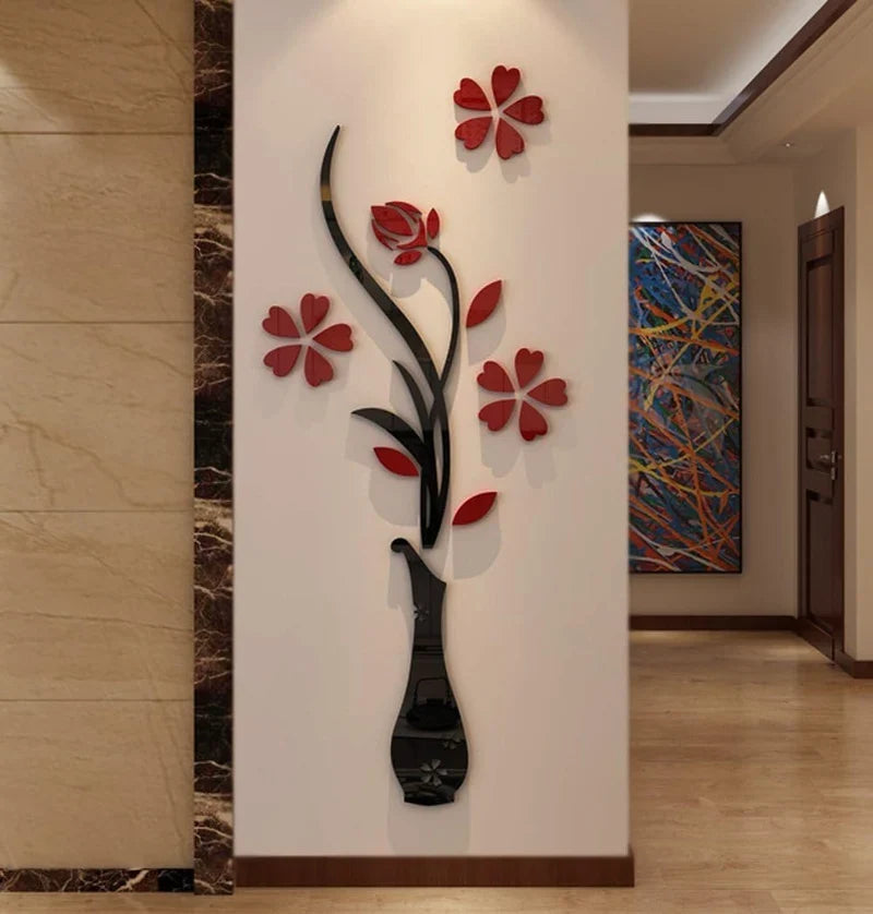 3D Acrylic Vase Wall Stickers